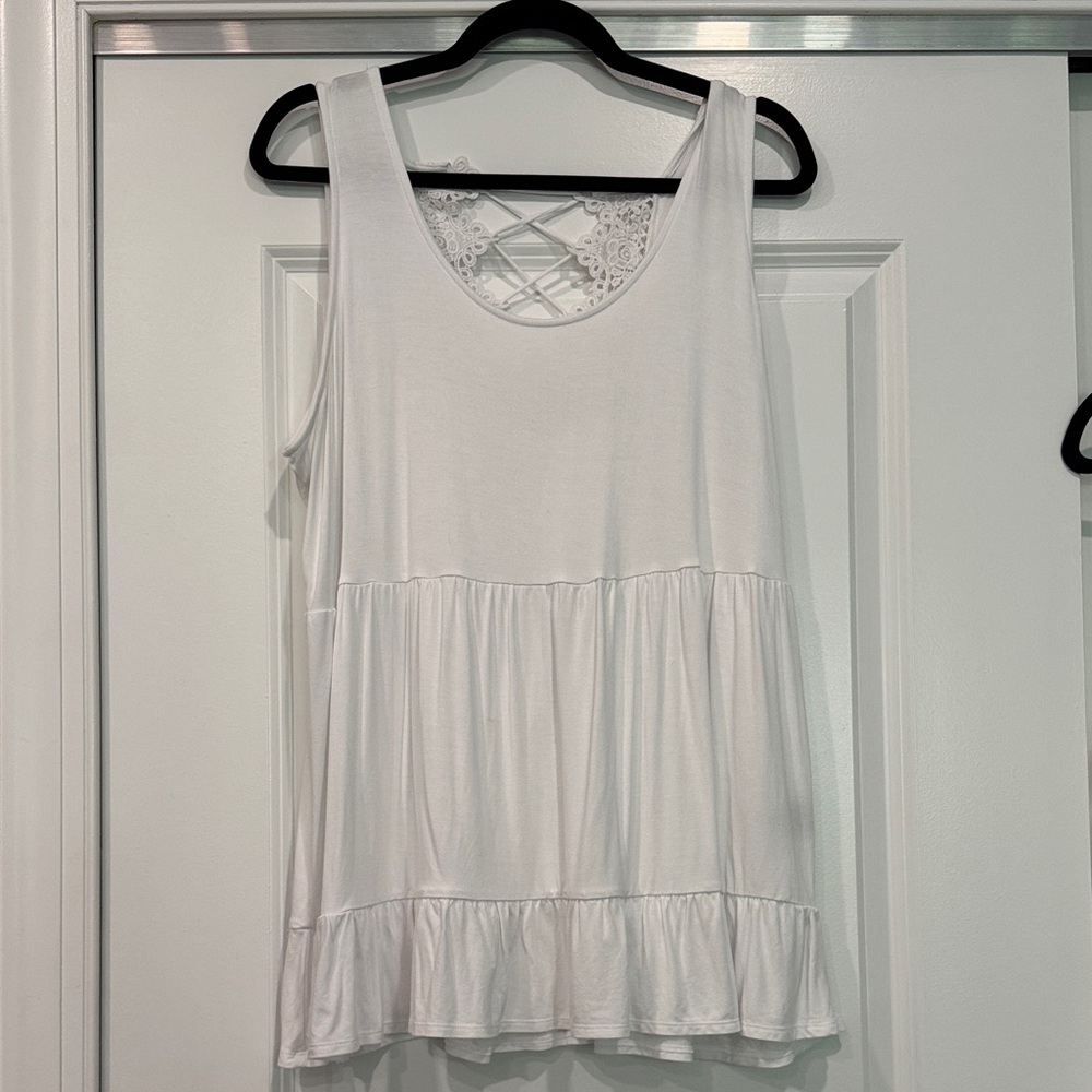 Torrid White Lace Back Tank Top